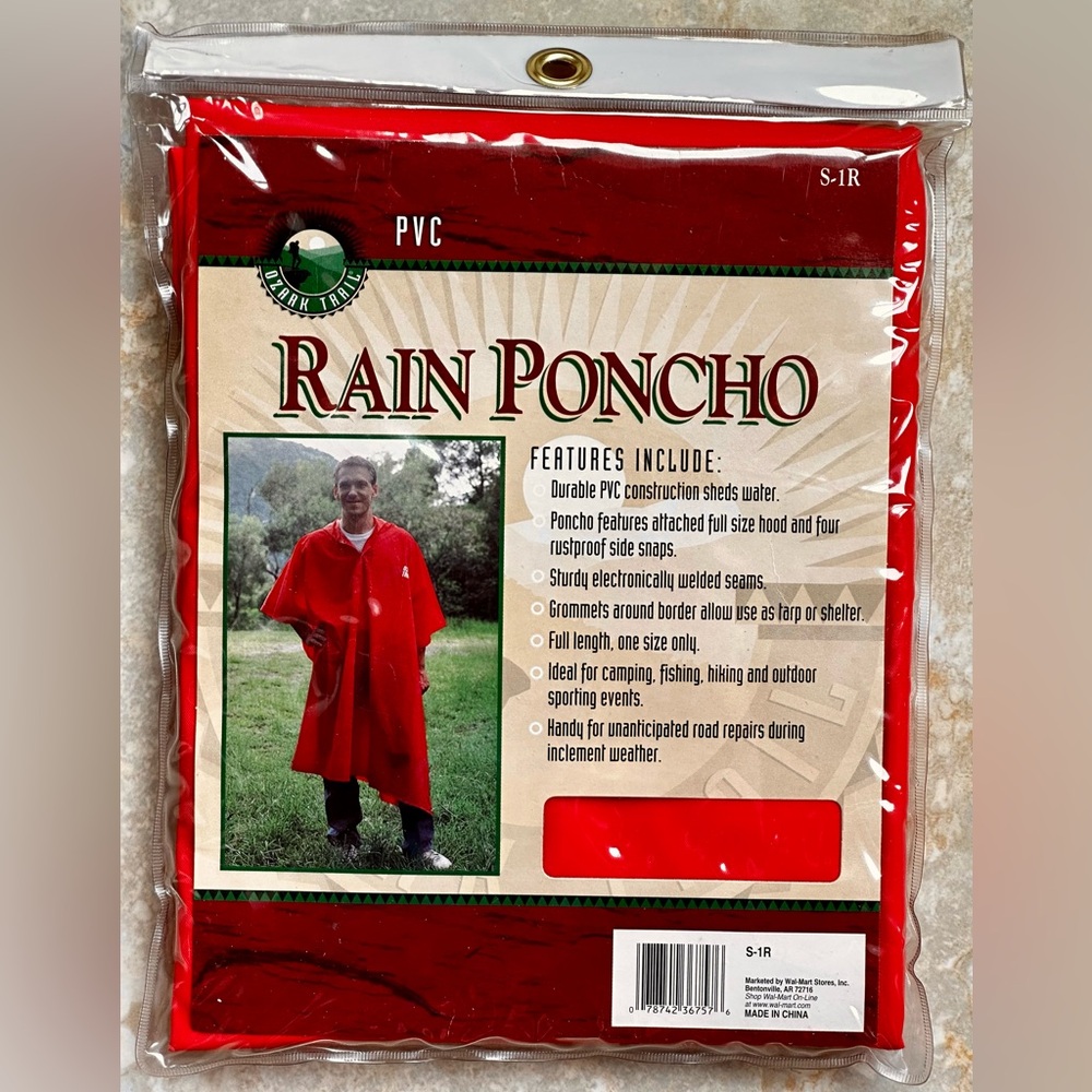 NIP Rain Poncho. Red. Vintage Walmart. Durable PVC Heavyweight One Size